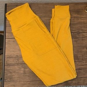 Mustard Yellow Ribbed Leggings